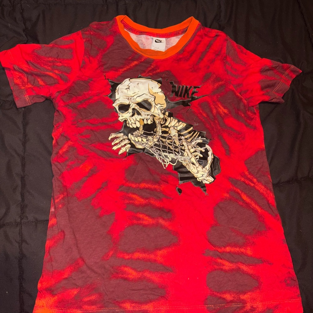 Nike Kids Red and Black Skull Graphic Tee